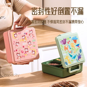 Student Lunchbox Bento Box 1-3L Microwave Safe 3 Compartment Portable Food <b>Container</b> For School Meal - Product Image 5