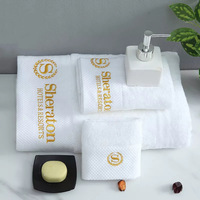 Ensemble de serviettes de bain pour le visage et les mains de l'hôtel 5 étoiles 100% coton tissé séchage rapide blanc logo personnalisé serviettes en lin pour les mains
