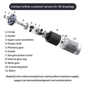 TT MOTOR 12v 24v GMP36-555PM 36mm Boîte de vitesses planétaire 1:4 1:720 <span class=keywords><strong>Rapport</strong></span> de réduction <span class=keywords><strong>Micro</strong></span> Dc Motoréducteur planétaire - Product Image 4