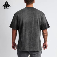 Kaos Polos Pria Kasual Rajut O-Neck Lengan Pendek Acid Wash 275 GSM 100% Katun Tebal Drop Shoulder Grosir