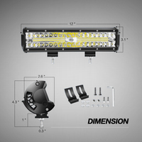 Barre lumineuse LED Valesun 12 pouces 300W Triple rangée Combo 30000LM pour conduite, bateaux, éclairage tout-terrain, feux LED tout-terrain pour camions