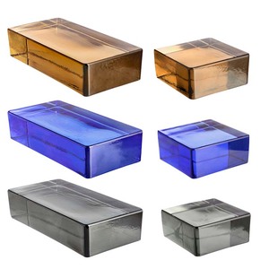 Sapphire/Vàng Hổ Phách Màu Kính Gạch Tường Phân Vùng Tinh Thể Rõ Ràng Khối Gạch Cho Showcase Rắn Xây Dựng Gạch Kính - Product Image 5