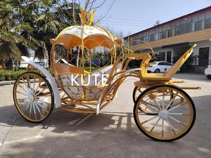 Chariot de mariage de haute qualité et abordable, style citrouille, chariot de mariée blanc avec roues, chariot citrouille - Product Image 4