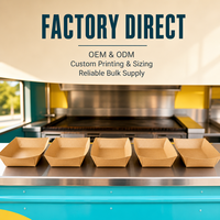 Barquettes en papier kraft peu encombrantes pour food trucks, barquettes de service jetables avec revêtement PE, pratiques pour le service rapide et empilables