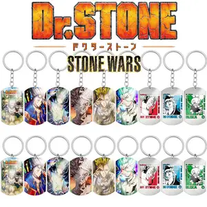 18 Styles Jewelry Necklaces Dr STONE Cartoon Ishigami Senkuu Key Chains Stainless Steel Dog Tag Anime Keychain