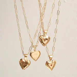 Bling Gold Plated Stainless Steel Crystal Heart Pendant Necklace Titanium Steel CZ Zircon Heart Necklace For Party