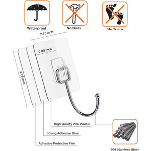 Gancho Autoadhesivo Transparente para Pared, sin Costuras, para Cocina, Baño, Sala de Estar, Dormitorio, Soporte para Tazas, Gancho para Puerta - Product Image 2