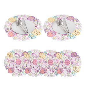 DAMAI Easter Decoration Cutwork Embroidered Spring Flowery Floral Eggs Dresser Scarf for Home Spring Holiday Tabletop Decoration - Product Image 2