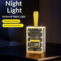 Batterie externe HXB personnalisée avec logo, 10000 mAh, charge ultra-rapide 22,5 W, écran LED, double USB/Mini USB, transparente en PVC, portable, intégrée