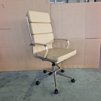 Chaise de direction haut de gamme en cuir luxueux noir et crème