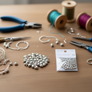 Perline Metalliche a Forma di Cuore Ilan 8x10mm Argento per Accessori Artigianali - Product Image 3