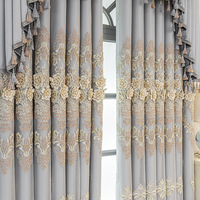 Rideaux brodés de fleurs pour le salon, rideaux de fenêtre élégants avec rideaux transparents, rideaux de cantonnière modernes pour la maison