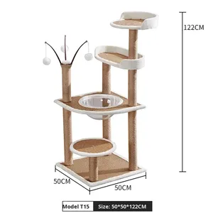 Pet One-Stop Solution Large <b>Cat</b> Tree High Quality Modern Natural <b>Plush</b> Scratching - Product Image 6