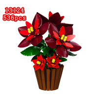 MJI 13124 Poinsettia Blocs de construction créatifs en forme de fleurs, en plastique, à assembler, jouets éducatifs DIY pour enfants