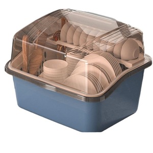Dish And Utensil <b>Storage</b> Rack With Lid Double Layer Draining Square Shape For Home <b>Kitchen</b> - Product Image 1