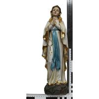 Statue de la Vierge Marie de Lourdes ZICOM au design occidental moderne, 40 cm, aspect bois, pierre de granit, Allemagne 9069-M038-40 pour Église, Maison et Jardin