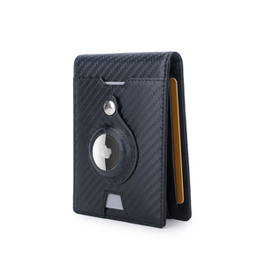Personalizado Delgado RFID Air tag Cartera de cuero de los hombres Money Clip Cartera de fibra de carbono corto de moda de cuero genuino - Product Image 1