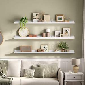 HOOBRO Estantes flotantes, Juego de <span class=keywords><strong>3</strong></span> estantes de pared, estante colgante de 47,<span class=keywords><strong>2</strong></span> pulgadas con borde elevado y soportes invisibles, <span class=keywords><strong>para</strong></span> baño, B - Product Image 5