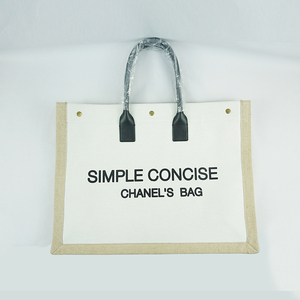 Juco <span class=keywords><strong>bolsa</strong></span> de <span class=keywords><strong>yute</strong></span> y algodón Shopper Natural gran tamaño playa regalo llevar <span class=keywords><strong>Bolsa</strong></span> De <span class=keywords><strong>yute</strong></span> con manija de cuero para las mujeres - Product Image 1