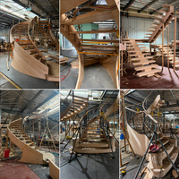 Escalier en colimaçon en bois courbé sur mesure, directement de l'usine, avec rampes en fer forgé