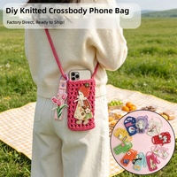 Sac de téléphone à bandoulière en crochet DIY, style décontracté et tendance pour les vacances, en coton ajouré, inspiré de la mode Instagram