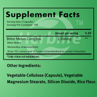 Vente chaude OEM - Personnalisable - Capsules de melon amer 2500 mg |   200 unités |   Extrait non OGM et sans gluten |   Complément complexe