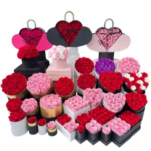 Vente en gros de fleurs conservées roses éternelles stabilisées fleurs éternelles fleurs et plantes préservées coffret cadeau rose de luxe