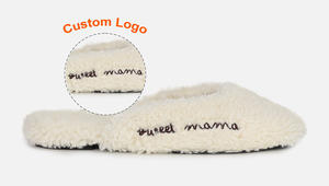 Özel kadın rahat kış ev kabarık shearlling yün kürk kaymaz koyun derisi katır terlik - Product Image 4