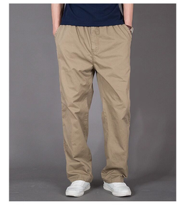 Pantalon large pour <span class=keywords><strong>homme</strong></span> 100% coton, coupe droite minimaliste, pantalon décontracté ample, style City Boy, taille élastique, chinos - Product Image 5