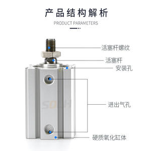 Collection complète de vérins pneumatiques miniatures fins SDA Micro 10x15x25x40x50x63x75x80x100 Neuf Conditionnement du piston - Product Image 5