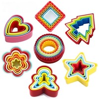 Ensemble de pâtisserie, emporte-pièces en plastique colorés en forme de cœur et d'étoile pour la pâtisserie de Noël, outils pour gâteaux en fondant