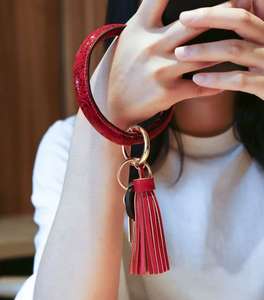 नए आगमन टाई-डैटेड पु चमड़े की कलाई ब्रेसलेट ब्रेसलेट ब्रेसलेट कीचेन कुंजी रिंग के साथ जंबो ब्रेसलेट कीचेन - Product Image 1