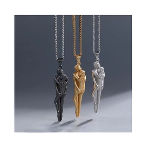 Fashon coppia che abbraccia gioielli ciondolo 18K placcato oro rame collana per sempre amore abbraccio collana per coppia - Product Image 1