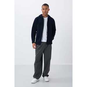 Sweat à capuche en polaire bleu marine pour homme Connell, manches régulières, anti-boulochage, 88313 - Product Image 3