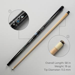 <span class=keywords><strong>Queue</strong></span> de <span class=keywords><strong>billard</strong></span> en bois d'érable 1/2, incrustation géométrique florale bleue, joint radial 3/8*8, embout de 11,5 mm - Product Image 1