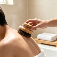 Brosse corporelle sèche en bambou avec poils de sanglier naturels, exfoliante pour la douche et le bain, avec corde de suspension, logo personnalisé, brosse de gommage corporel pour spa