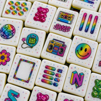 Meilleures ventes : Ensemble de tuiles de Mahjong américain bleu, édition classique de luxe 90e anniversaire, pour fêtes en plein air et jeux de rue, OEM