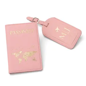 Minimalist Design Passport Cover Hot Stamping Premium Feeling Airplane Girls Boys Travel Wedding Luggage Tag Passport Bag