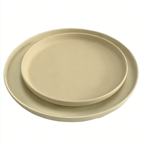 ชุดจานอาหารเมลามีนทรงกลมสีเบจ 2 ชิ้นอเนกประสงค์ สำหรับอาหารเรียกน้ำย่อย ของหวาน และอาหารจานหลัก - Product Image 2