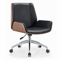 Chaise de bureau pivotante en similicuir PU avec dossier en bois grainé, vente chaude, fabriquée en Chine