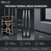 Fenêtre à battant triple vitrage GELLJA en alliage d'aluminium à rupture de pont thermique, verre Low-E, sur mesure, anti-corrosion, insonorisée, pour maison moderne