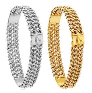 Cadena de cifrado de oro de doble fila de 12mm, <span class=keywords><strong>Collar</strong></span> de cadena de perro de Metal con tarjeta de identificación, <span class=keywords><strong>Collar</strong></span> de perro de acero inoxidable 304 - Product Image 1