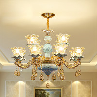 Lámpara de Araña de Cristal Vintage Europea para Sala de Estar, Dormitorio, Hotel, Villa, Lámpara Colgante LED de Lujo para Decoración del Hogar