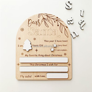 <span class=keywords><strong>Lettre</strong></span> réutilisable pour enfants personnalisée en usine au père noël, tableau blanc en bois pour enfants signe d'accessoires photo père noël - Product Image 1