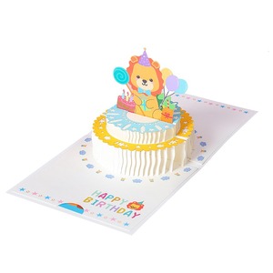 Carte de vœux 3D pop-up personnalisable en forme de gâteau, pour la fête de Thanksgiving, taille personnalisée, impression 2 couleurs, gaufrage, impression offset - Product Image 1