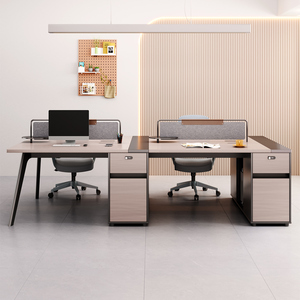 Poste de travail de bureau moderne haut de gamme OEM, organisateur de dossiers en bois, table de bureau modulaire extensible 2 places - Product Image 3