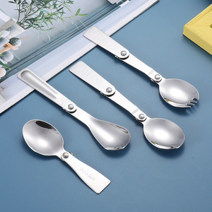 Cuillère et fourchette pliantes en acier inoxydable 304, couverts portables pour le camping en plein air, pour les étudiants, pour les voyages - Product Image 1