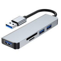 USB Tipe C 3.0 Hub aluminium 5-in-1 pemisah Hub Data pembaca kartu SD/TF untuk MacBook PC Laptop LANGSUNG Amerika