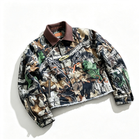 Veste de travail d'hiver pour homme, personnalisée, vintage, en toile effet vieilli, zippée, à col montant, patchwork, réversible, éco-responsable, avec empiècements sur le devant