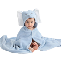 Customizable Kids Bath Towels Quick-Dry Coral Fleece Square Hooded Cloak Robe Set Machine Wash Animal Print Cute Bathroom Use